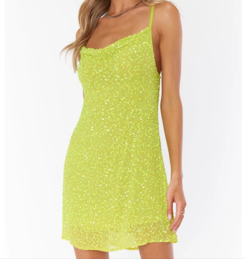 Show Me Your MuMu Neon Yellow Sequin Mini Dress